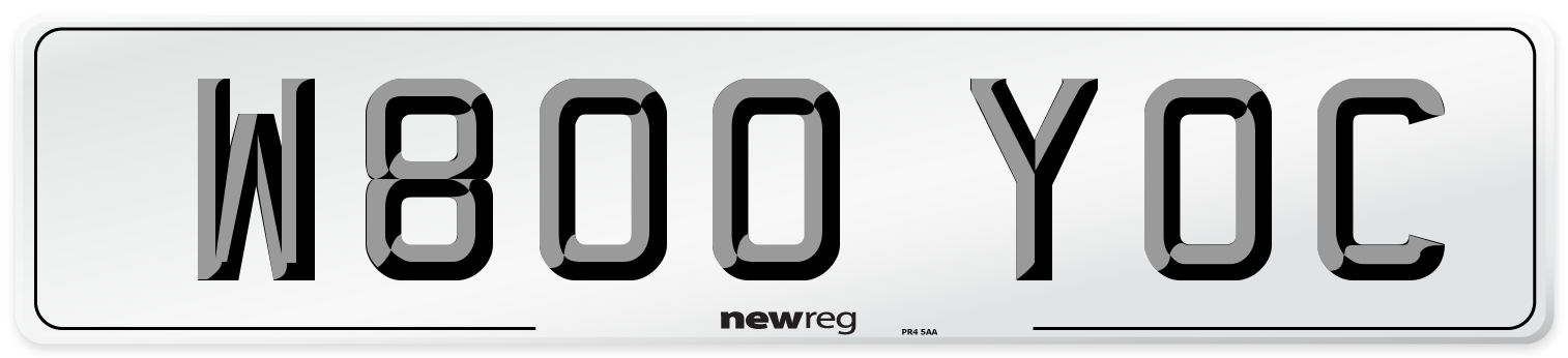 W800 YOC Number Plate from New Reg